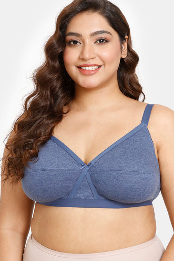 Buy Rosaline Everyday Double Layered Non Wired Medium Coverage Super Support Bra - Blue Depth2
